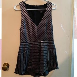 Black & silver Romper with pockets